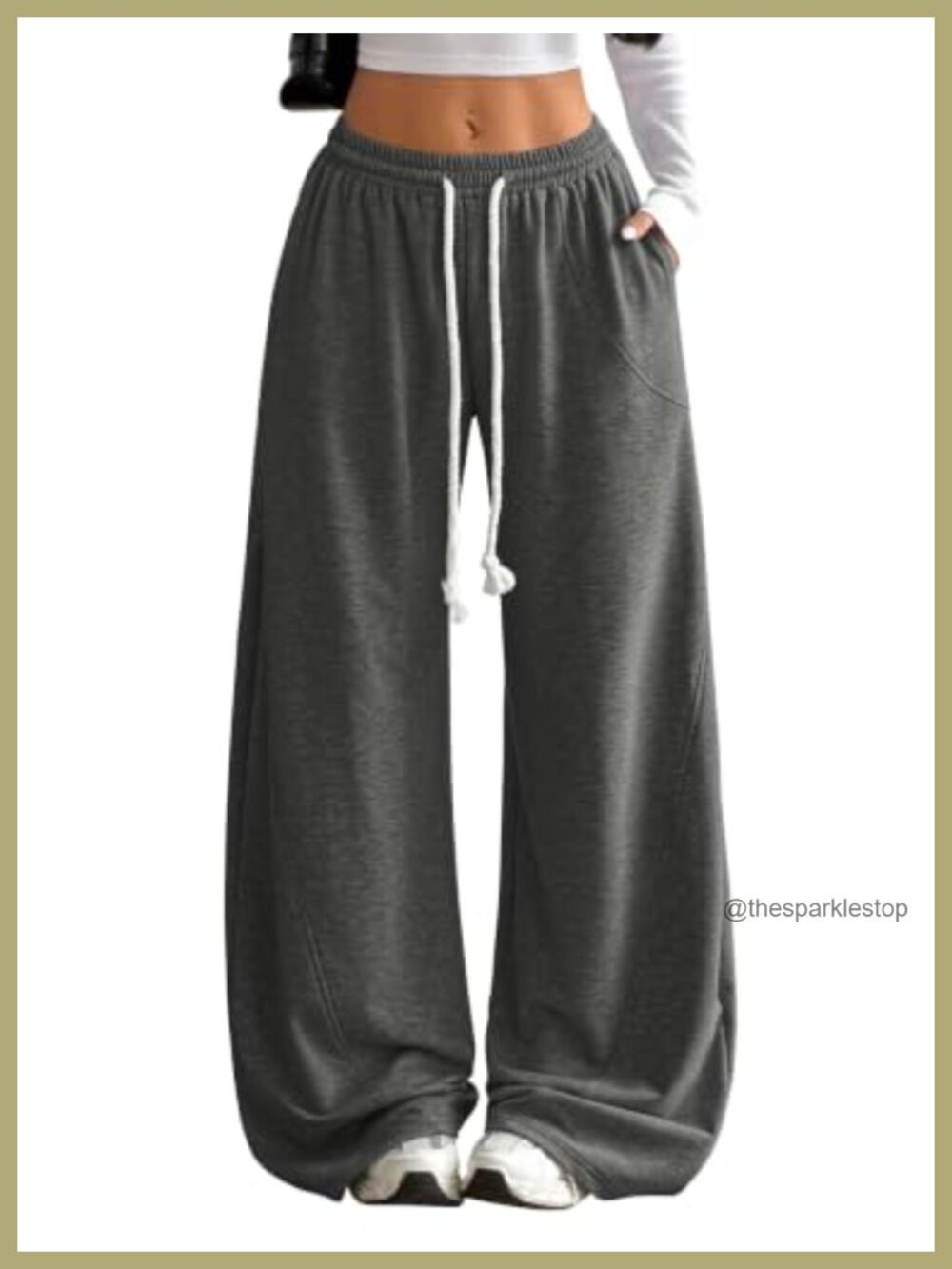 Wide Leg Sweatpants Vintage Style Baggy Lounge Pants with Pockets